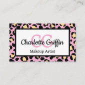 Blush Pink Leopard Print Lash & Make-up Artist Visitekaartje (Voorkant)
