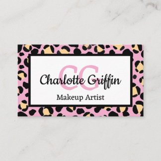 Blush Pink Leopard Print Lash & Make-up Artist Visitekaartje