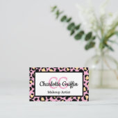 Blush Pink Leopard Print Loyalty Kaart Lash Make-u Visitekaartje (Staand voorkant)