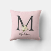 Blush Pink Letter 'M' Neursery Monogram Kussen (Achterkant)