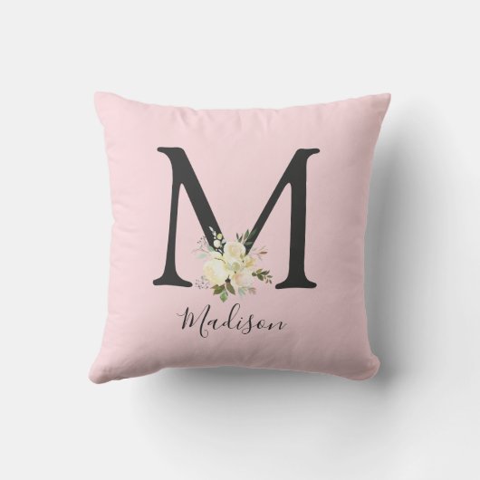 Blush Pink Letter 'M' Neursery Monogram Kussen (Achterkant)