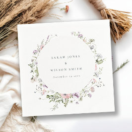 Blush Pink Lila Wildflower Circle Lijst Weddenscha Servet