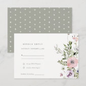 Blush Pink Lila Wildflower Wreatding RSVP Informatiekaartje (Voorkant / Achterkant)