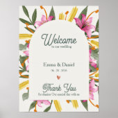 Blush Pink Lily Arched Floral Wedding Welcome Poster (Voorkant)