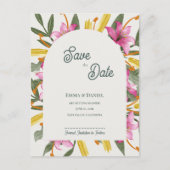 Blush Pink Lily Arched Wedding Save the Date Aankondigingskaart (Voorkant)