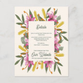 Blush Pink Lily Botanical Wedding Information Informatiekaartje (Voorkant)