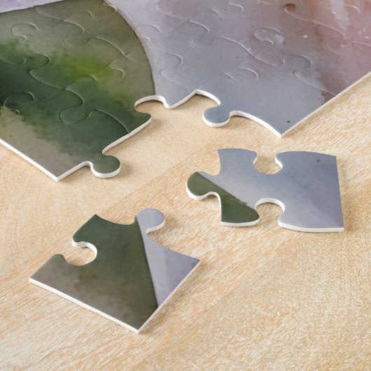 Blush Pink Lily Flower Waterverf Style Art Legpuzzel (Zijkant)