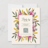 Blush Pink Lily QR Code Botanical Floral Wedding RSVP Kaartje (Achterkant)
