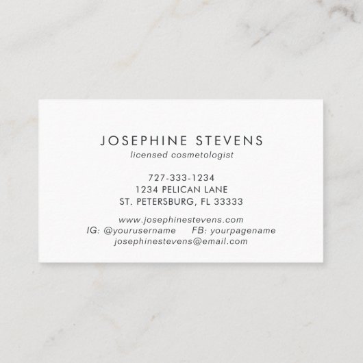 Blush Pink Line Art Logo Make-up Artiest Visitekaartje (Achterkant)