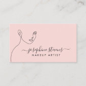Blush Pink Line Art Logo Make-up Artiest Visitekaartje (Voorkant)