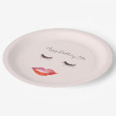 Blush Pink Lips and Eyelashes Birthday Papieren Bordje (Gekanteld)