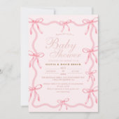 Blush Pink Little Bow Pastel Girl Baby Shower Kaart (Voorkant)
