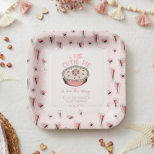 Blush Pink Little Cutie Pie Herfst Baby Meisje Dou Papieren Bordje