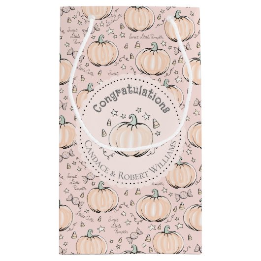 Blush Pink Little Pumpkin Baby Gefeliciteerd Klein Cadeauzakje (Achterkant)