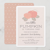 Blush Pink Little Pumpkin Girl 1e verjaardag Kaart (Voorkant / Achterkant)