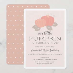 Blush Pink Little Pumpkin Girl Birthday Kaart