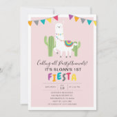 Blush Pink Llama Fiesta verjaardagsfeestje Kaart (Voorkant)
