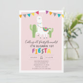 Blush Pink Llama Fiesta verjaardagsfeestje Kaart (Staand voorkant)