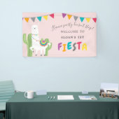 Blush Pink Llama Fun Cactus Birthday Party Welkom Spandoek (Beurs)