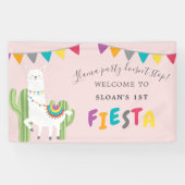 Blush Pink Llama Fun Cactus Birthday Party Welkom Spandoek (Horizontaal)
