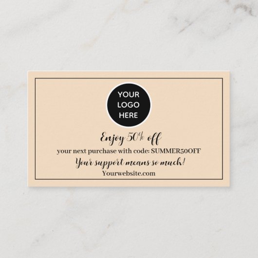 Blush Pink Logo Bedankt Business Reward Punch Klantenkaartje (Achterkant)