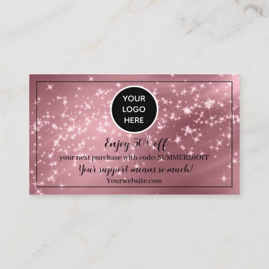 Blush Pink Logo Bedankt Business Reward Punch Klantenkaartje (Achterkant)