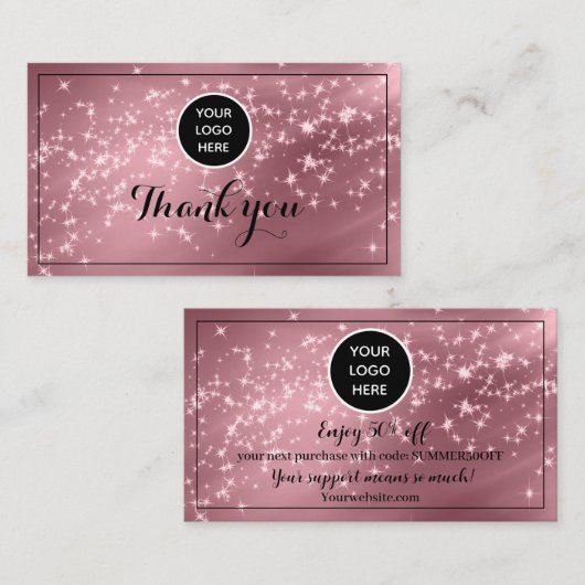 Blush Pink Logo Bedankt Business Reward Punch Klantenkaartje (Voorkant / Achterkant)