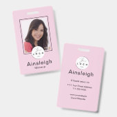 Blush Pink Logo Photo Makeup Badge (Voor- en achterkant)