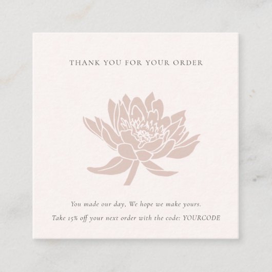 BLUSH PINK LOTUS FLORA LOGO TOONT DANK U VIERKANTE VISITEKAARTJE (Voorkant)