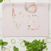 Blush Pink Love Butterfly Floral Theedoek (Gevouwen)