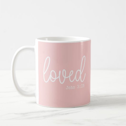 Blush Pink Love Faith Quote minimalistisch Koffiemok (Links)