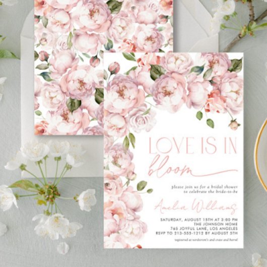 Blush Pink Love is in Bloom Floral Vrijgezellenfee Kaart