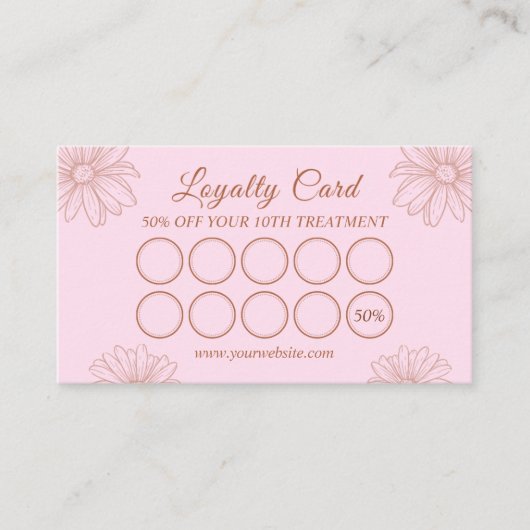 Blush Pink Loyalty Card for Salon & Beauty Artists (Voorkant)
