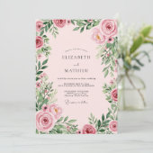 Blush Pink Luminous Botanical Wedding Kaart (Staand voorkant)