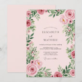 Blush Pink Luminous Botanical Wedding Kaart (Voorkant / Achterkant)