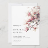 Blush Pink Magnolia Botanical Watercolor Wedding Kaart (Voorkant)