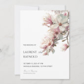 Blush Pink Magnolia Botanical Watercolor Wedding Kaart (Voorkant)