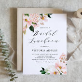 Blush Pink Magnolia en Hydrangea Bridal Luncheon Kaart