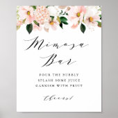 Blush Pink Magnolia en Hydrangea Mimosa Bar Poster (Voorkant)