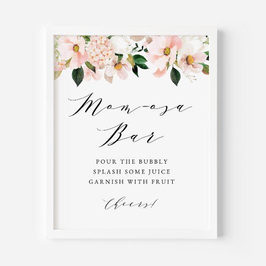 Blush Pink Magnolia en Hydrangea Momosa Bar Poster