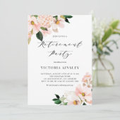 Blush Pink Magnolia en Hydrangea Pensioenfeest Kaart (Staand voorkant)