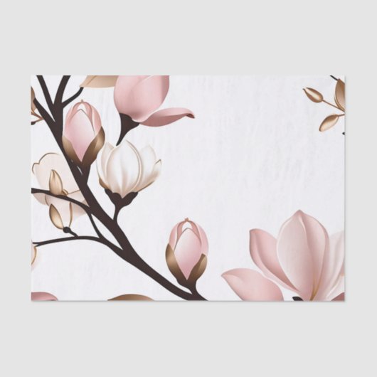 Blush Pink Magnolia op wit Tissuepapier (Voorkant)