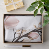 Blush Pink Magnolia op wit Tissuepapier (Geschenk)