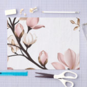 Blush Pink Magnolia op wit Tissuepapier (Craft)
