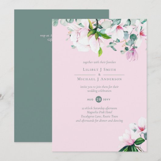Blush Pink Magnolia Wedding (Voorkant / Achterkant)