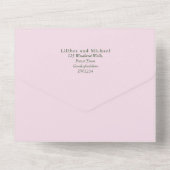 Blush Pink Magnolia Wedding All In One Uitnodiging (Achterkant)