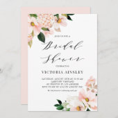 Blush Pink Magnolias and Hydrangeas Vrijgezellenfe Kaart (Voorkant / Achterkant)