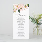 Blush Pink Magnolias and Hydrangeas Wedding Menu (Staand voorkant)