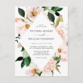 Blush Pink Magnolias and Hydrangeas Wedding Uitnodiging Briefkaart (Voorkant)