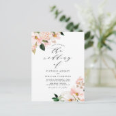 Blush Pink Magnolias and Hydrangeas Wedding Uitnodiging Briefkaart (Staand voorkant)